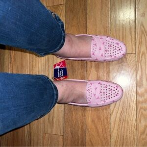 Charming Pink Floafers with Ribbon Accents